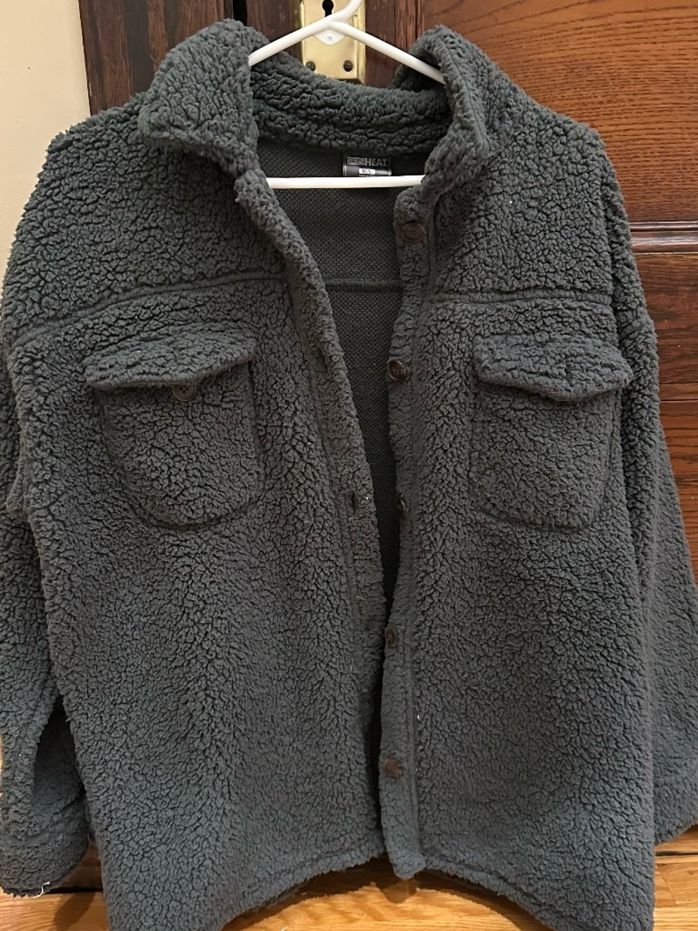 32 Degrees Women's Charcoal Sherpa Shirt Jacket